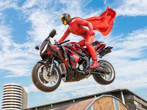 Hra Skutočný motocykel: superhrdinové triky 3D online