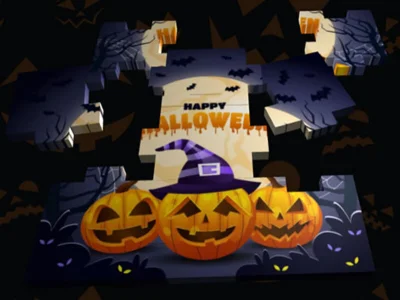 Hra 3D halloweenske puzzle online