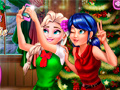 Hra Selfie Ladybug a Elsy na Vianoce online